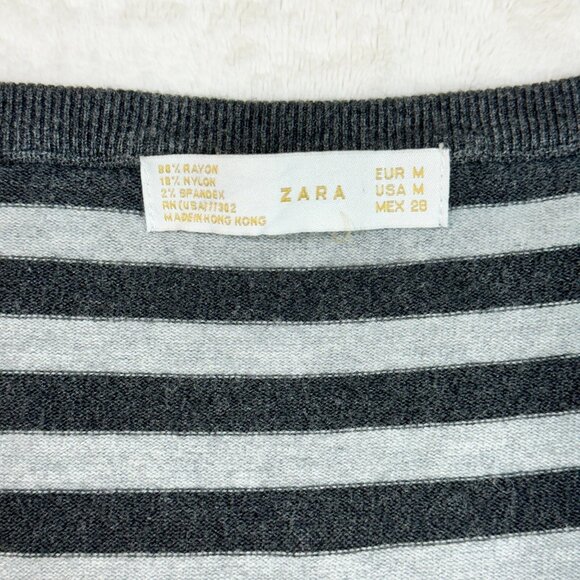 Zara Women's M Striped Midi Long Sleeve Pencil Bodycon Dress Casual Fashion - Picture 4 of 15